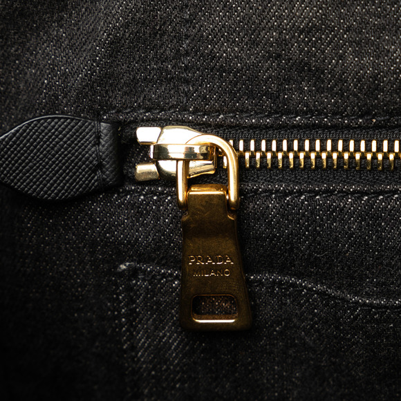 PRADA Canapa Logo Denim Satchel - Picture 8 of 11